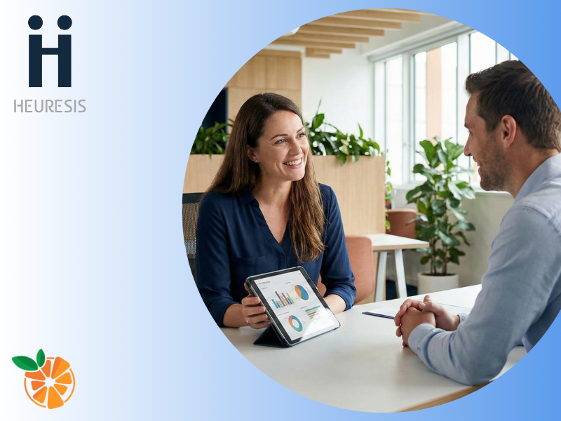 Kobieta i mężczyzna rozmawiają o kompetencjach negocjatora